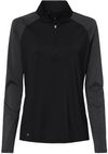 Am image of a Custom Adidas Womens Stripe Block Quarter Zip Pullover in Black!