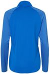 Am image of a Custom Adidas Womens Stripe Block Quarter Zip Pullover in Glory Blue!
