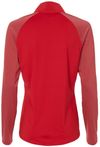 Am image of a Custom Adidas Womens Stripe Block Quarter Zip Pullover in Team Power Red!