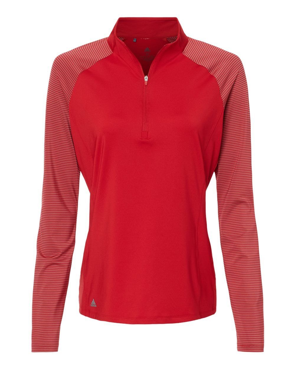 Adidas Womens Stripe Block Quarter Zip Pullover in Team Power Red