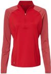 Am image of a Custom Adidas Womens Stripe Block Quarter Zip Pullover in Team Power Red!
