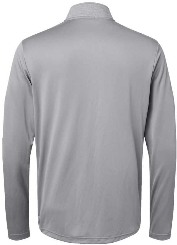 Am image of a Custom Adidas Heather Block Print Quarter Zip Pullover in Grey Three Melange/Grey Three/Black!