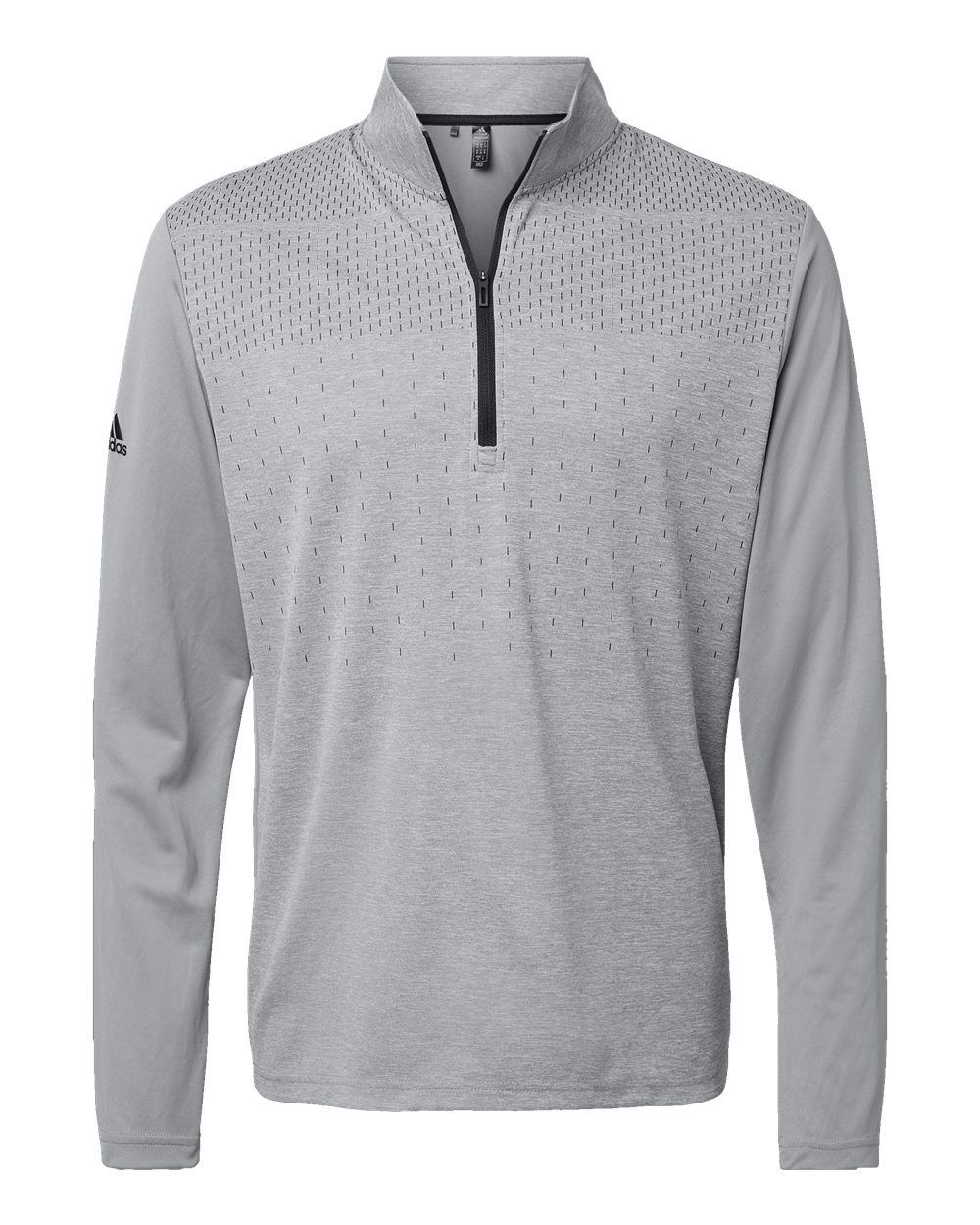 Adidas Heather Block Print Quarter Zip Pullover in Grey Three Melange/Grey Three/Black