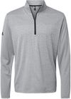 Am image of a Custom Adidas Heather Block Print Quarter Zip Pullover in Grey Three Melange/Grey Three/Black!