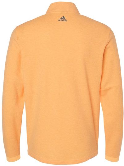 Am image of a Custom Adidas 3 Stripes Quarter Zip Sweater in Acid Orange Melange!
