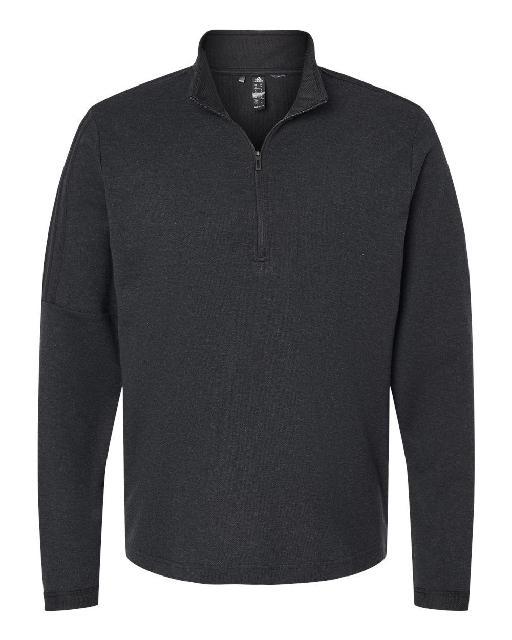 Adidas 3 Stripes Quarter Zip Sweater in Black Melange