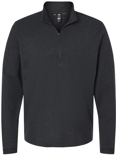 Am image of a Custom Adidas 3 Stripes Quarter Zip Sweater in Black Melange!
