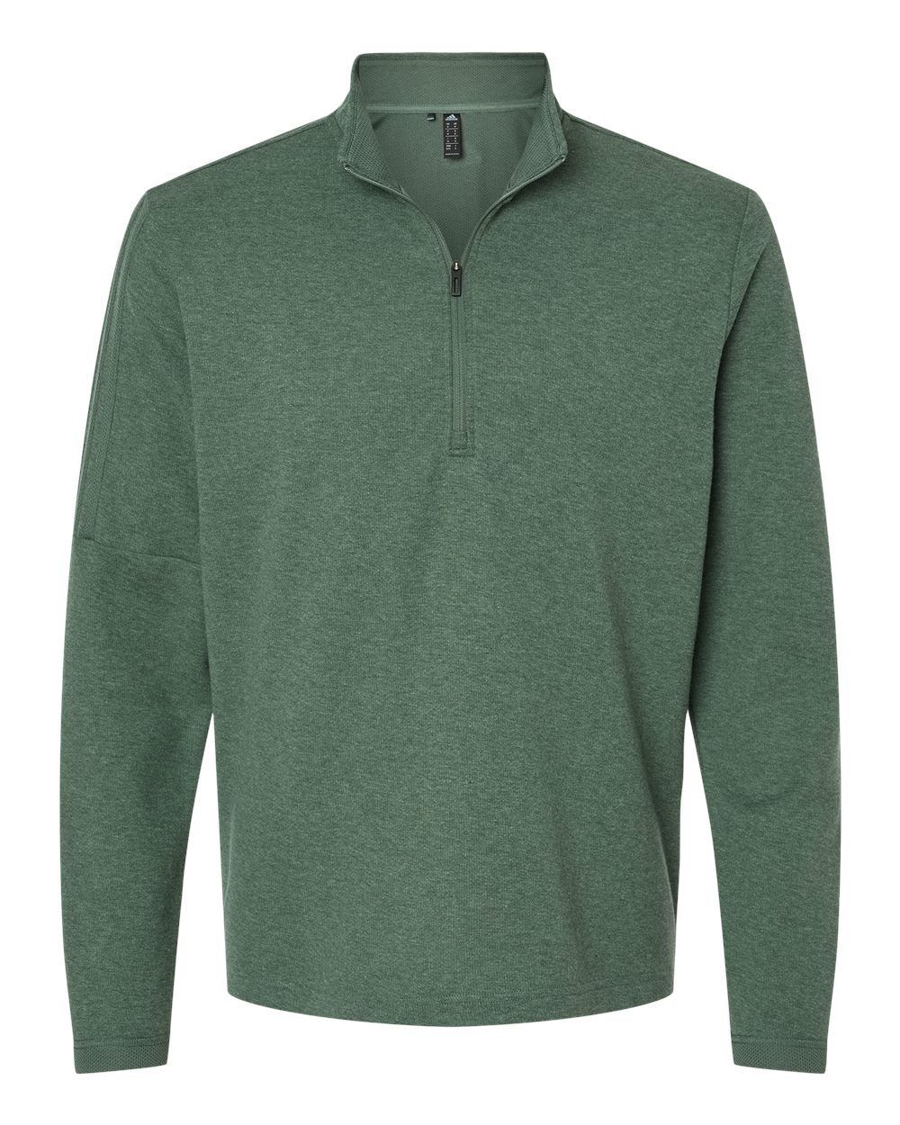 Adidas 3 Stripes Quarter Zip Sweater in Green Oxide Melange