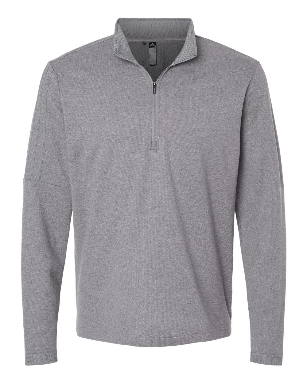 Adidas 3 Stripes Quarter Zip Sweater in Grey Three Melange