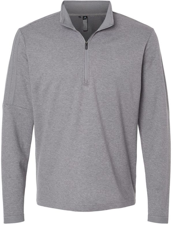 Am image of a Custom Adidas 3 Stripes Quarter Zip Sweater in Grey Three Melange!