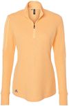 Am image of a Custom Adidas Womens 3 Stripes Quarter Zip Sweater in Acid Orange Melange!