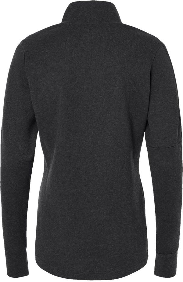 Am image of a Custom Adidas Womens 3 Stripes Quarter Zip Sweater in Black Melange!