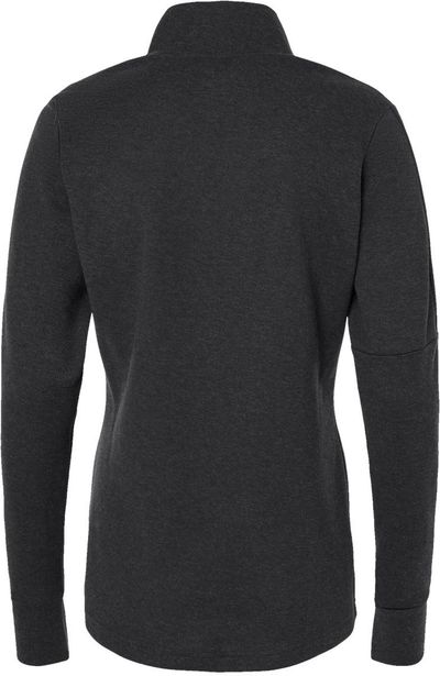 Am image of a Custom Adidas Womens 3 Stripes Quarter Zip Sweater in Black Melange!