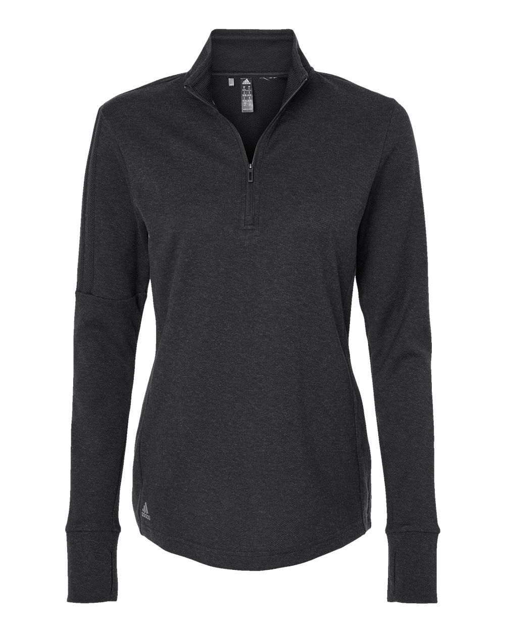 Adidas Womens 3 Stripes Quarter Zip Sweater in Black Melange