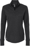 Am image of a Custom Adidas Womens 3 Stripes Quarter Zip Sweater in Black Melange!