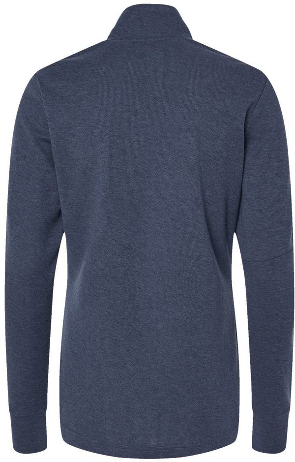 Am image of a Custom Adidas Womens 3 Stripes Quarter Zip Sweater in Collegiate Navy Melange!