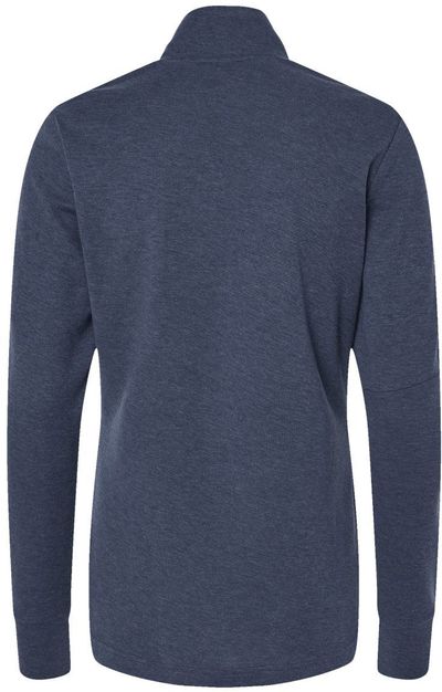 Am image of a Custom Adidas Womens 3 Stripes Quarter Zip Sweater in Collegiate Navy Melange!
