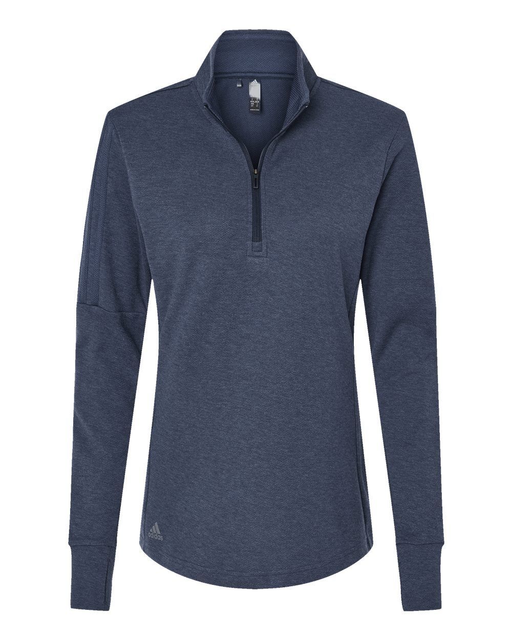 Adidas Womens 3 Stripes Quarter Zip Sweater in Collegiate Navy Melange