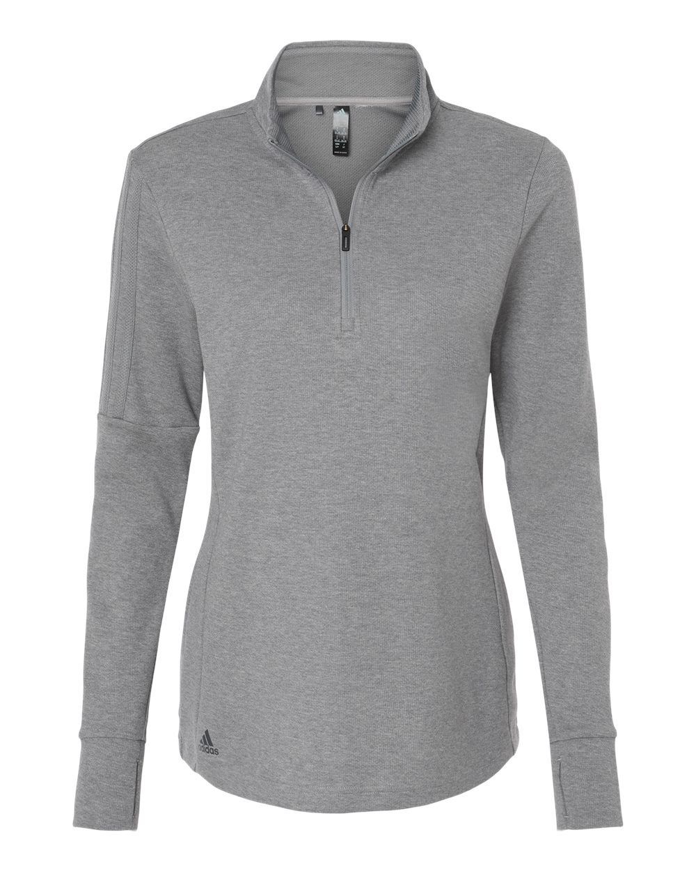 Adidas Womens 3 Stripes Quarter Zip Sweater in Grey Three Melange