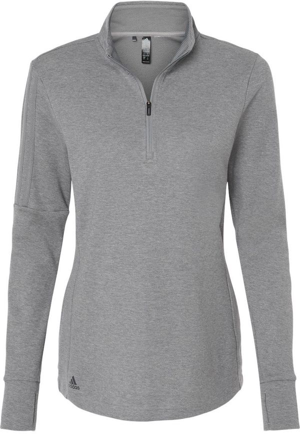Am image of a Custom Adidas Womens 3 Stripes Quarter Zip Sweater in Grey Three Melange!