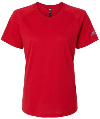 Am image of a Custom Adidas Womens Blended TShirt in Power Red!