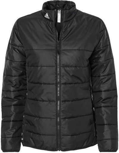 Am image of a Custom Adidas Womens Puffer Jacket in Black!