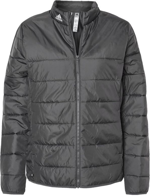 Am image of a Custom Adidas Womens Puffer Jacket in Grey Five!