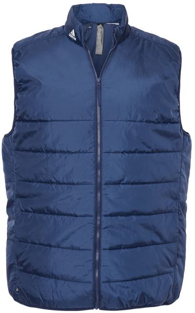 Am image of a Custom Adidas Puffer Vest in Team Navy Blue!