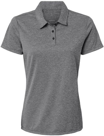 Am image of a Custom Adidas Womens Heathered Polo in Black Melange!