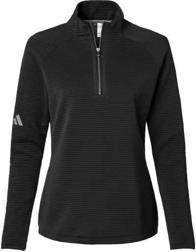 Am image of a Custom Adidas Womens Spacer Quarter Zip Pullover in Black!