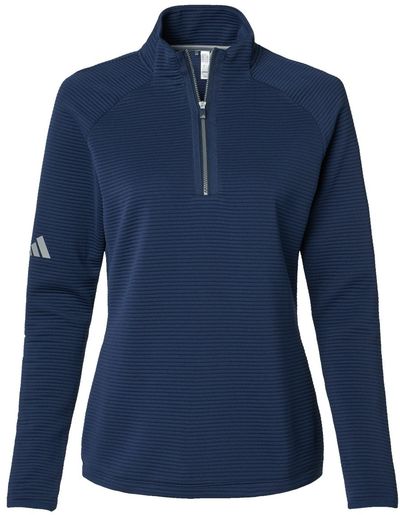 Am image of a Custom Adidas Womens Spacer Quarter Zip Pullover in Collegiate Navy!
