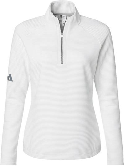 Am image of a Custom Adidas Womens Spacer Quarter Zip Pullover in Core White!