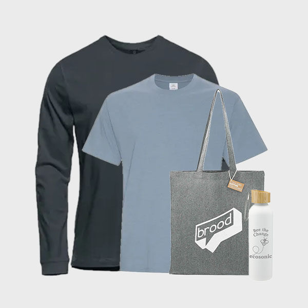 An image of a variety of eco friendly products that you can print your design on and customize!