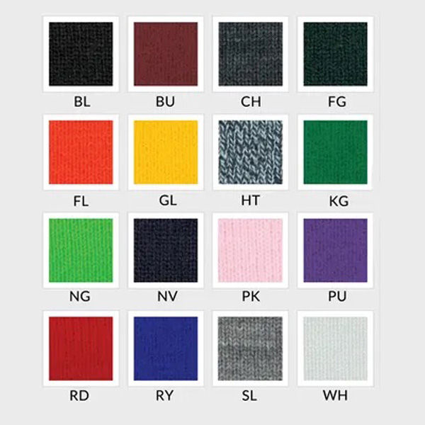 An image of the colours available for All Over Print Custom Scarves