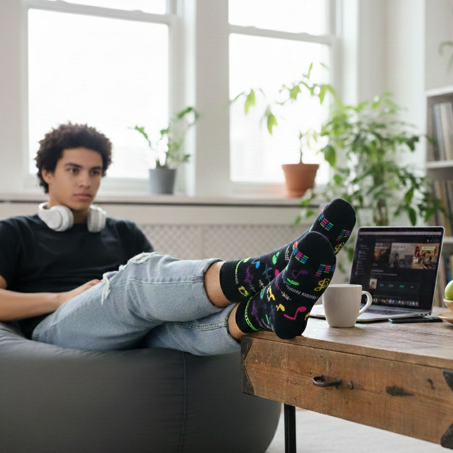 An all over print sock we printed in Coastal Reign theme