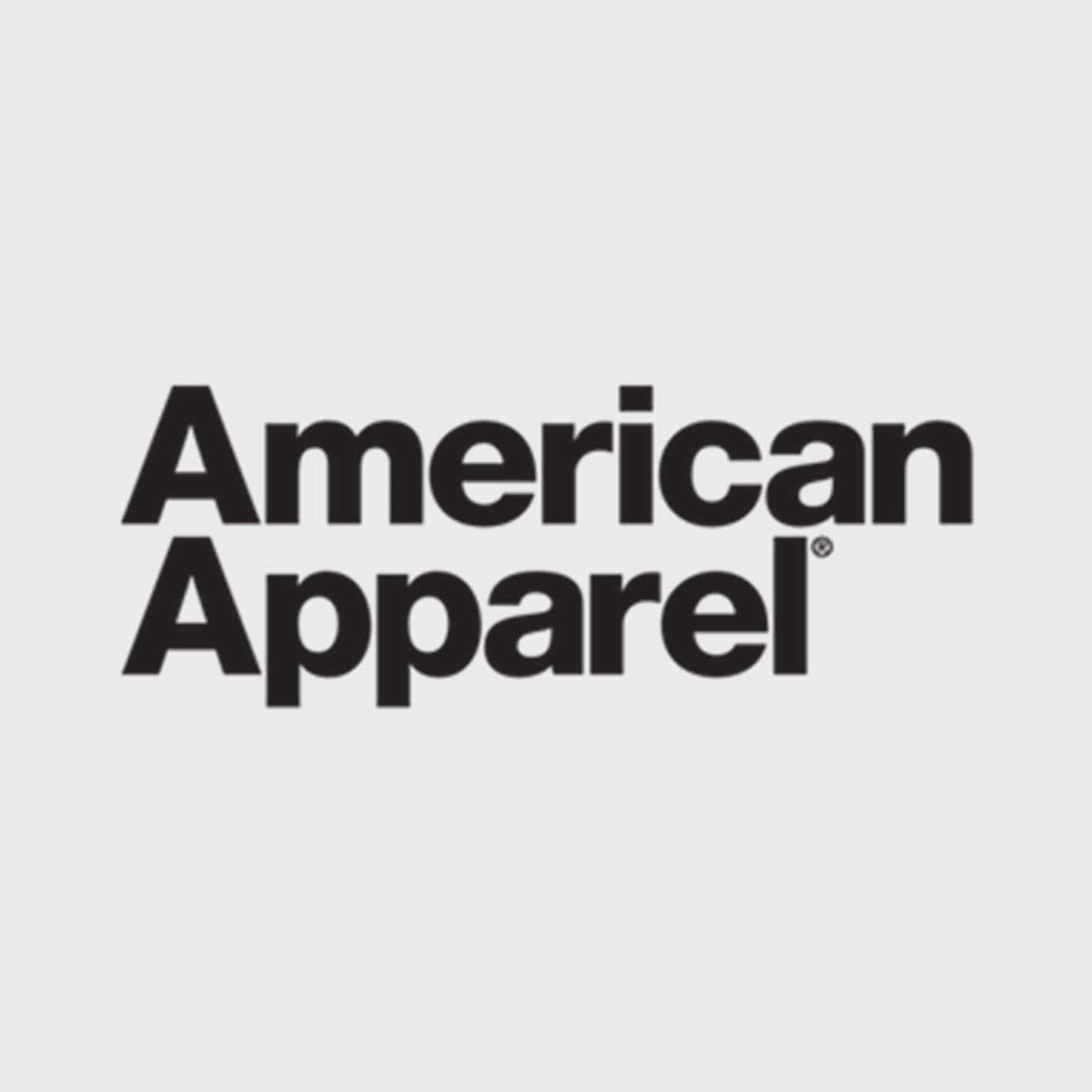 An image of the American Apparel logo, a popular hoodies and sweatshirt brand that you can print your design or logo on!