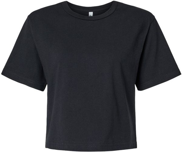 Am image of a Custom American Apparel Womens Fine Jersey Boxy Tee in Black!