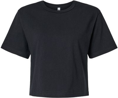 Am image of a Custom American Apparel Womens Fine Jersey Boxy Tee in Black!