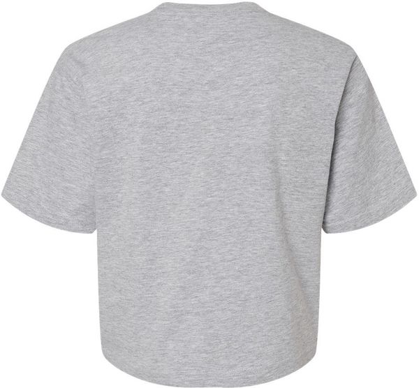Am image of a Custom American Apparel Womens Fine Jersey Boxy Tee in Heather Grey!