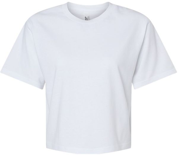 Am image of a Custom American Apparel Womens Fine Jersey Boxy Tee in White!