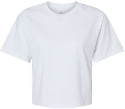 Am image of a Custom American Apparel Womens Fine Jersey Boxy Tee in White!