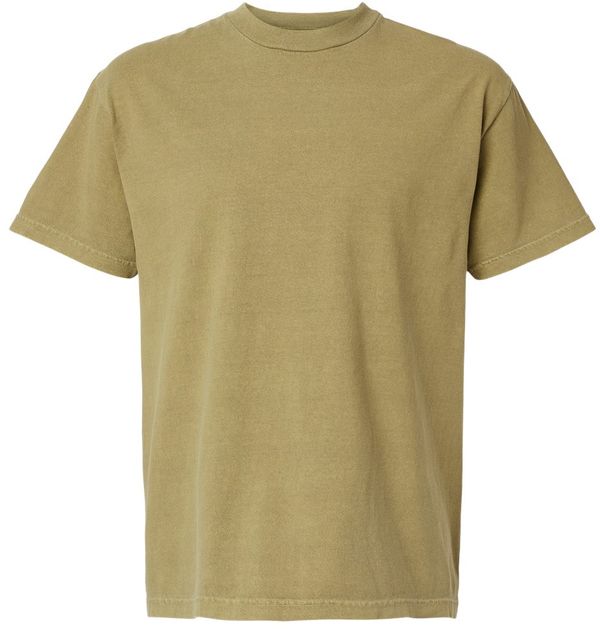 Am image of a Custom American Apparel Garment Dyed Unisex Heavyweight Cotton Tee in Faded Army!