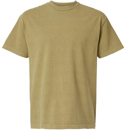 Am image of a Custom American Apparel Garment Dyed Unisex Heavyweight Cotton Tee in Faded Army!