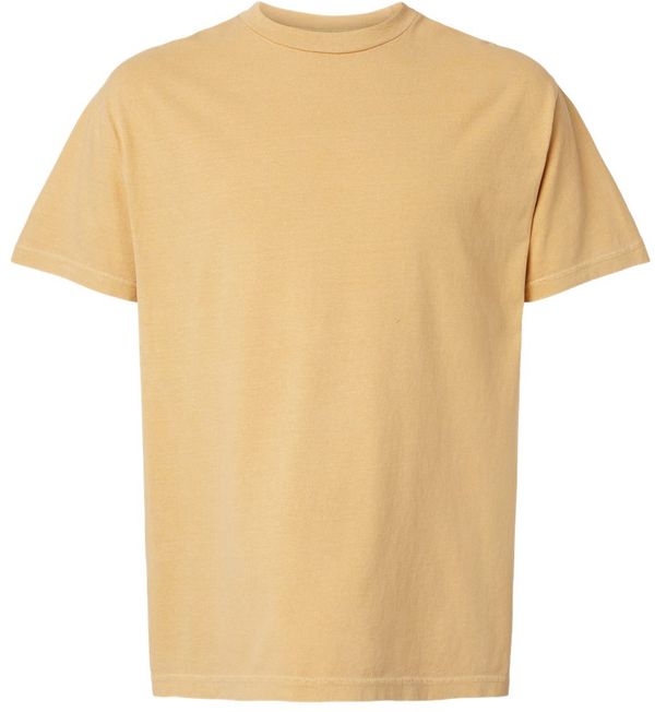 Am image of a Custom American Apparel Garment Dyed Unisex Heavyweight Cotton Tee in Faded Mustard!