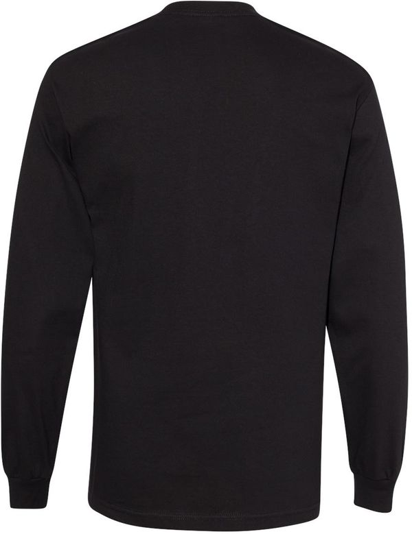 Am image of a Custom American Apparel Heavyweight Cotton Unisex Long Sleeve Tshirt in Black!