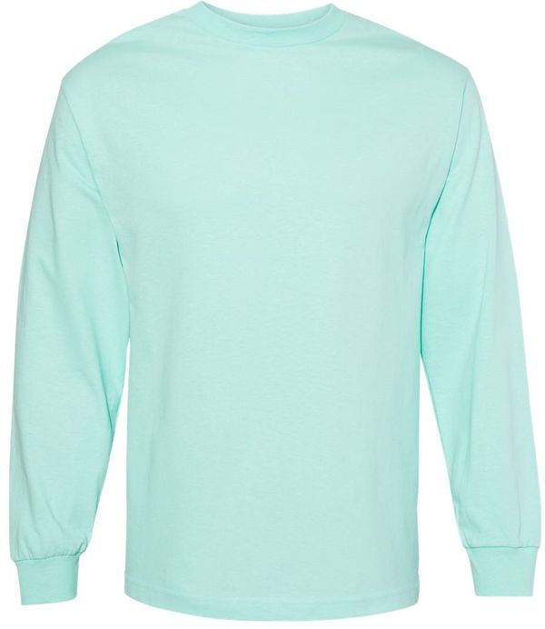 Am image of a Custom American Apparel Heavyweight Cotton Unisex Long Sleeve Tshirt in Celadon!