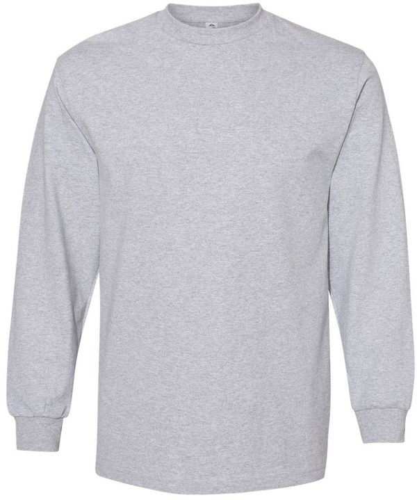 Am image of a Custom American Apparel Heavyweight Cotton Unisex Long Sleeve Tshirt in Heather Grey!