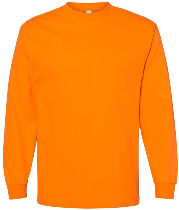 Am image of a Custom American Apparel Heavyweight Cotton Unisex Long Sleeve Tshirt in Orange!