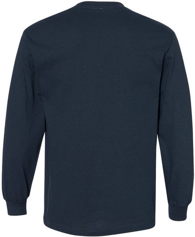 Am image of a Custom American Apparel Heavyweight Cotton Unisex Long Sleeve Tshirt in True Navy!