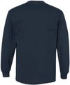 Am image of a Custom American Apparel Heavyweight Cotton Unisex Long Sleeve Tshirt in True Navy!